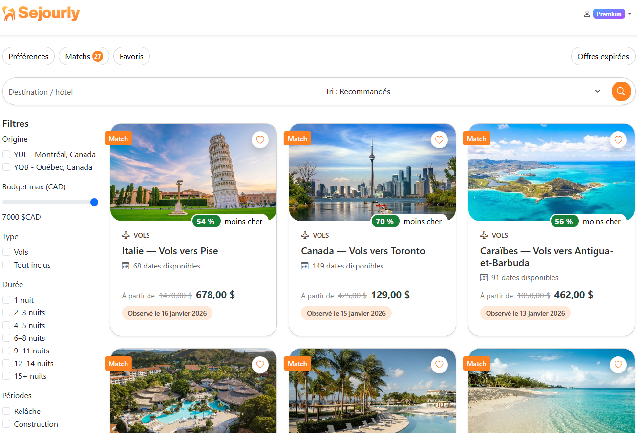 Aperçu de l'interface premium